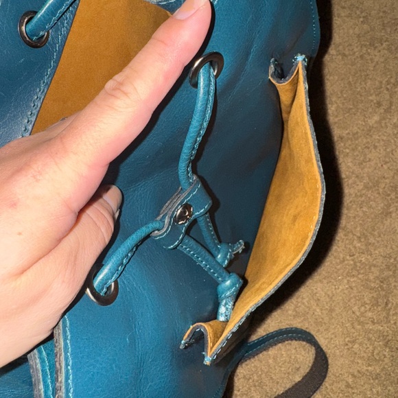 Patricia Nash Tooled Leather Teal Leather Backpack with Fringe Detail - Picture 10 of 13